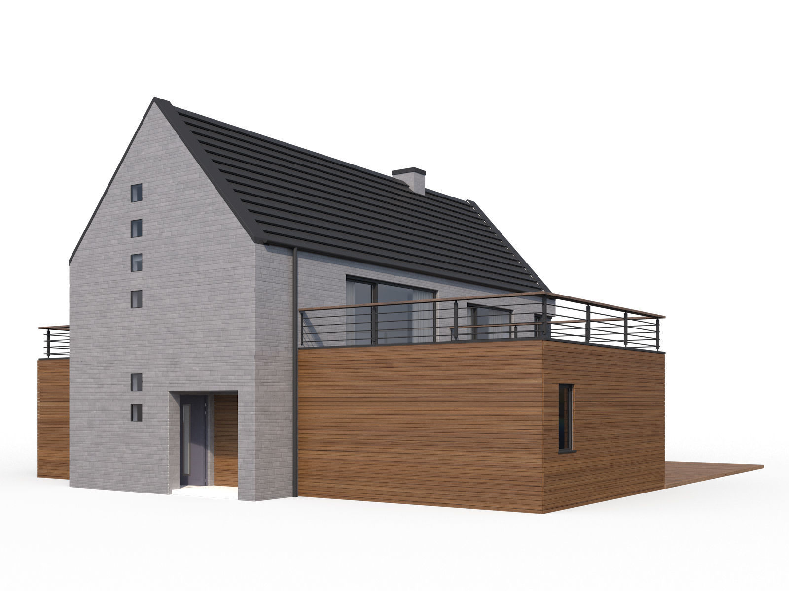 Modern family house 3D model_6