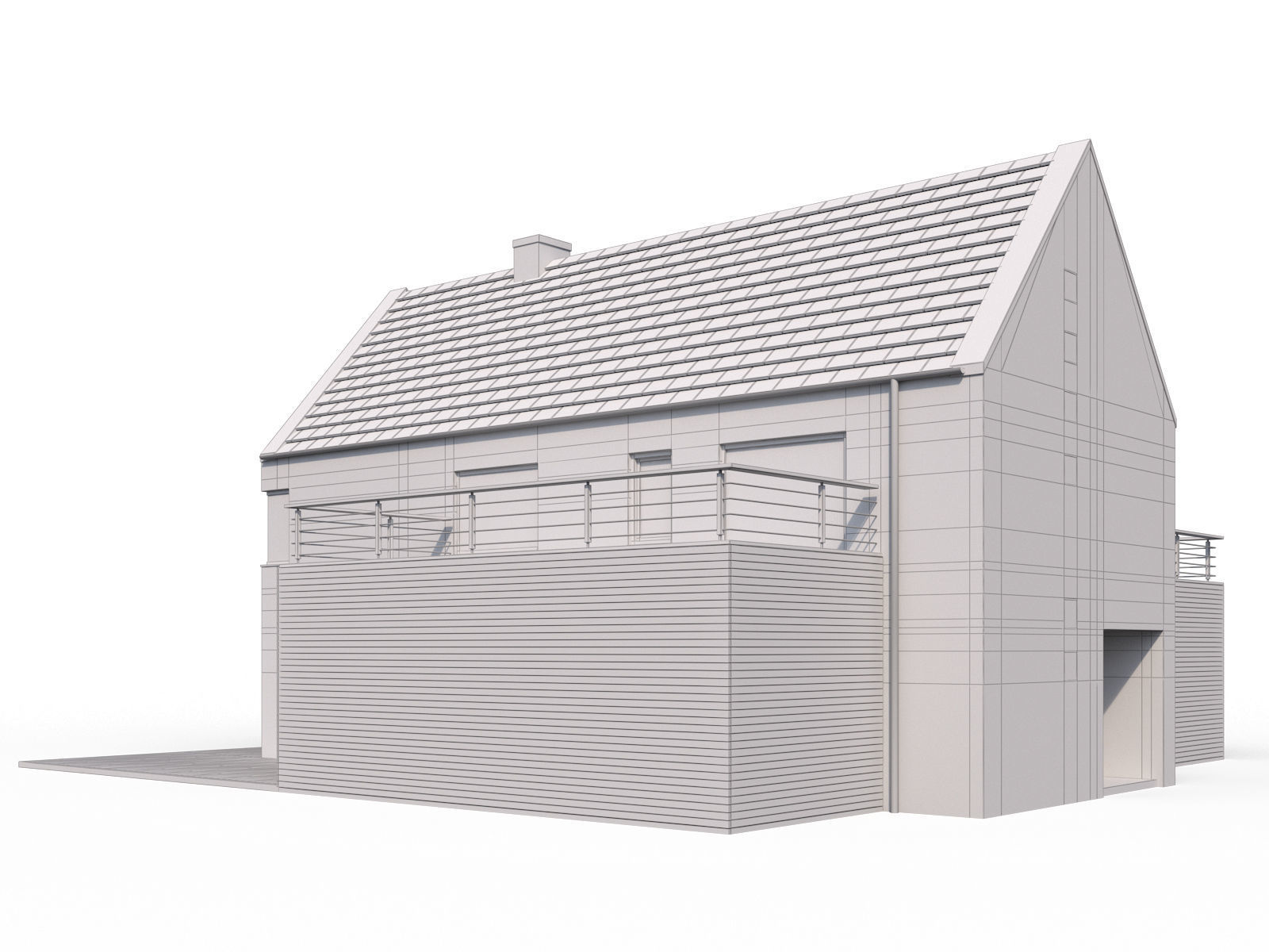 Modern family house 3D model_5