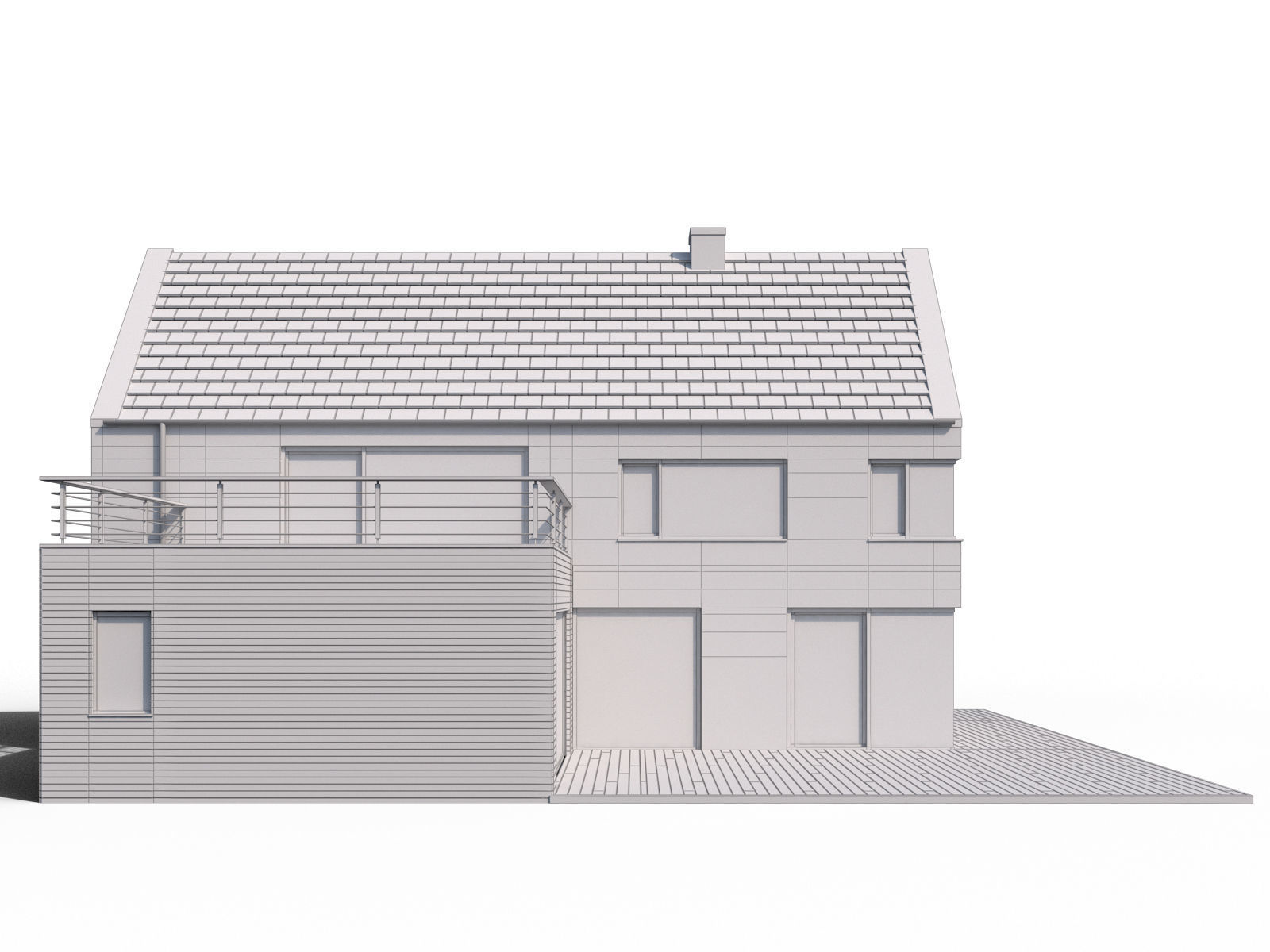 Modern family house 3D model_9