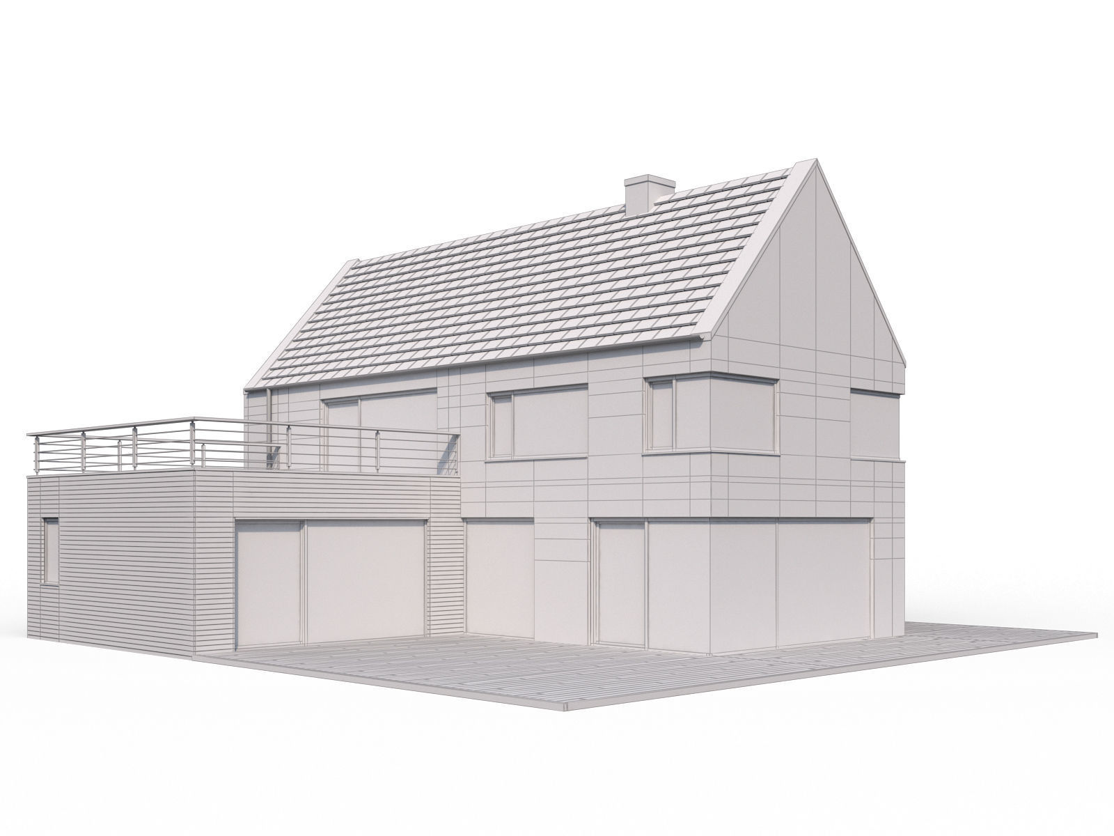 Modern family house 3D model_1