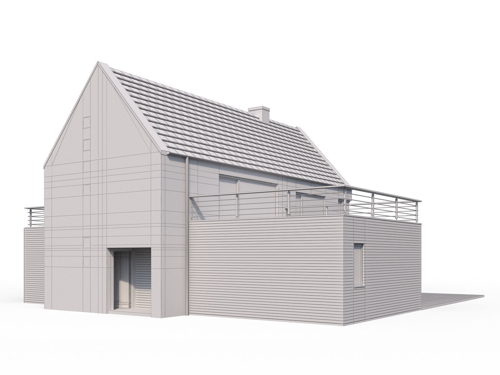 Modern family house 3D model_7