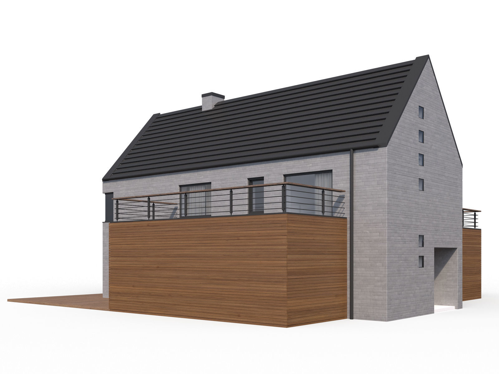 Modern family house 3D model_4