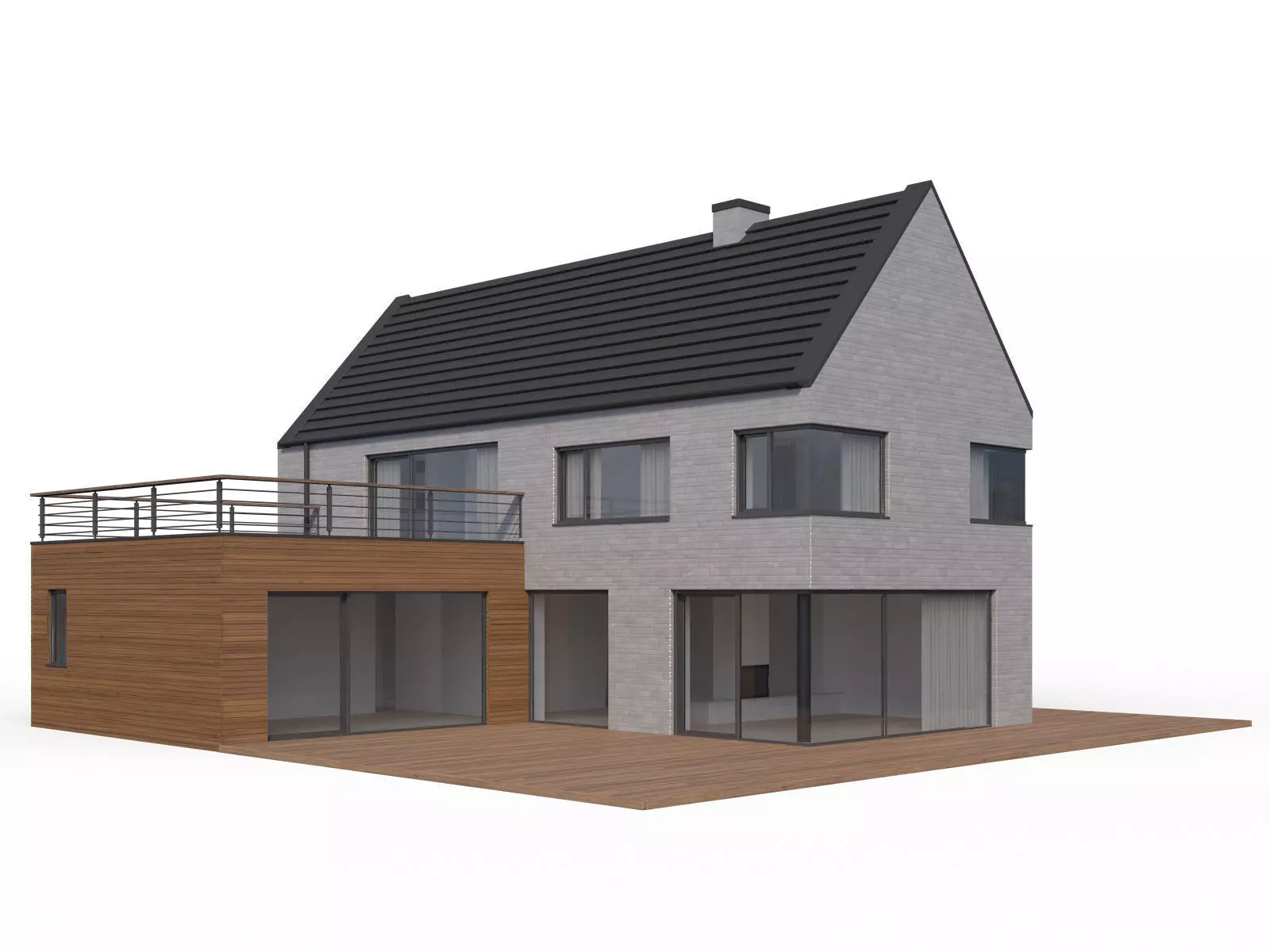 Modern family house 3D model_0