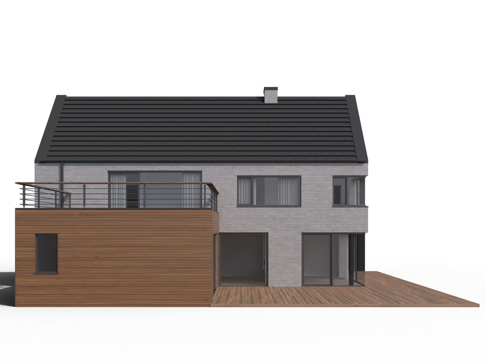 Modern family house 3D model_8