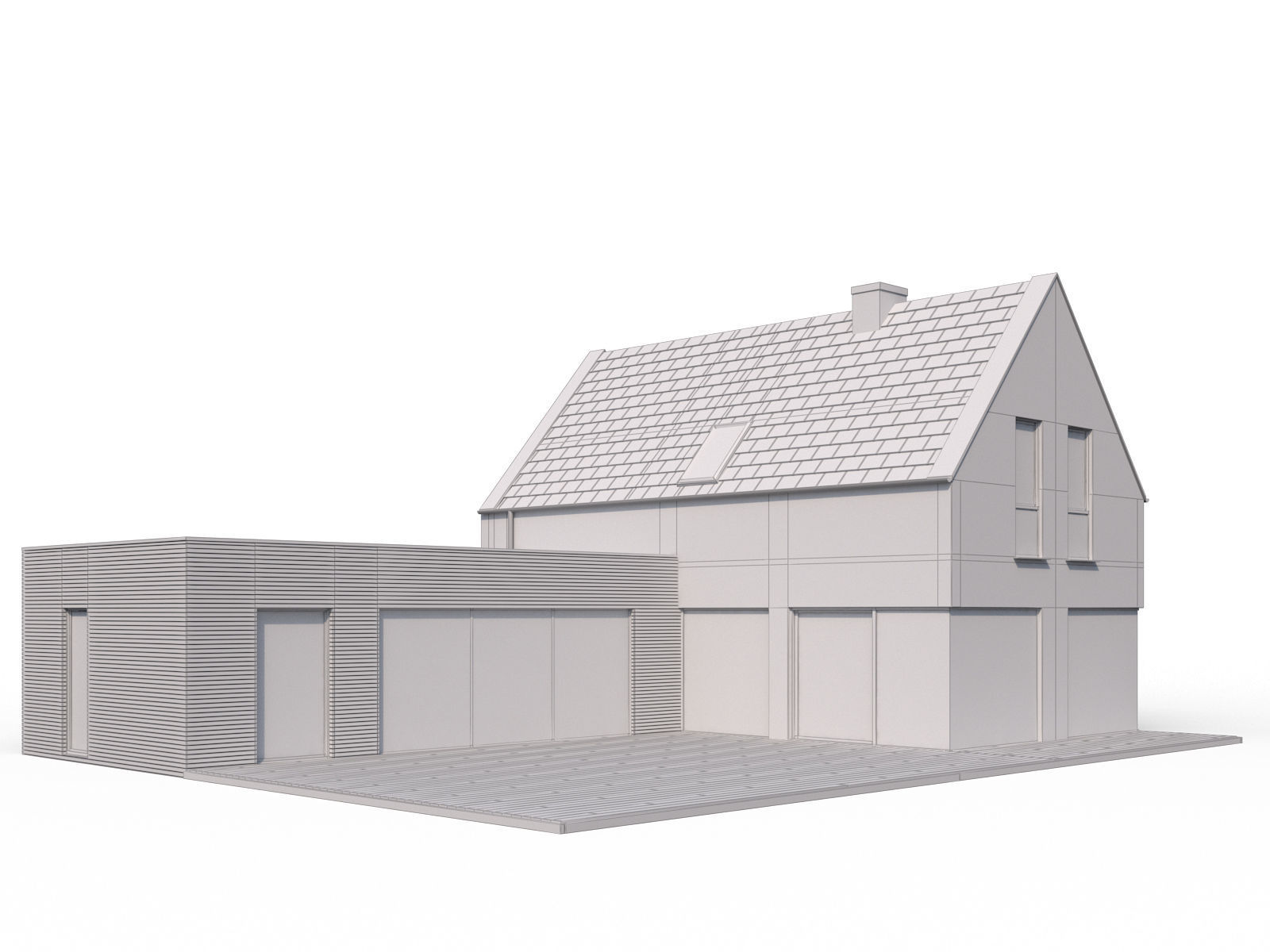 Modern family house 02 3D model_1