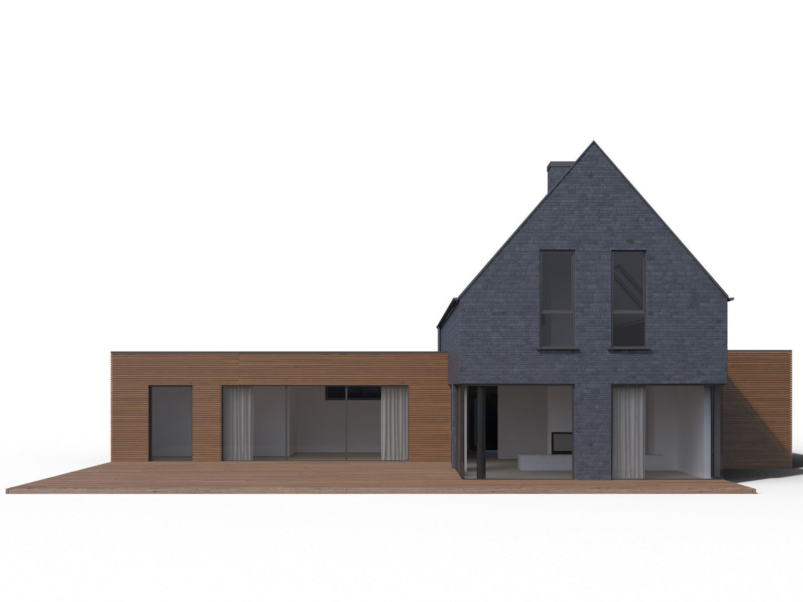 Modern family house 02 3D model_2