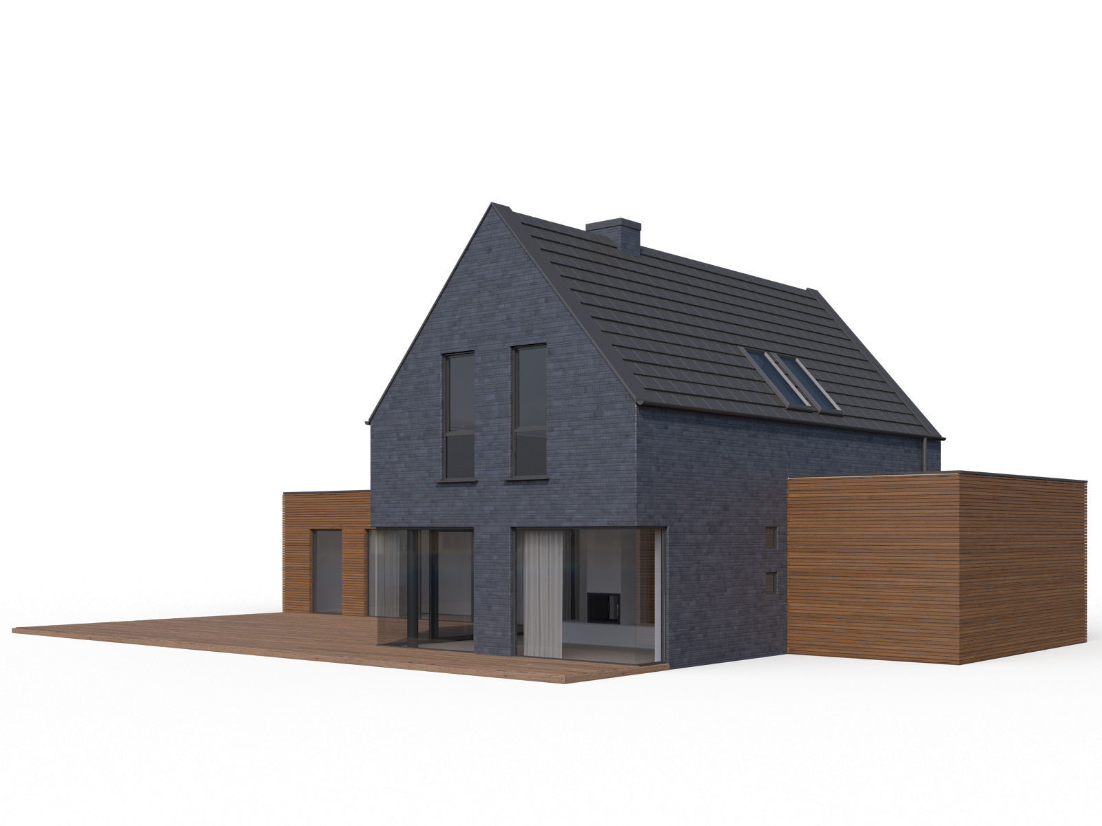 Modern family house 02 3D model_6