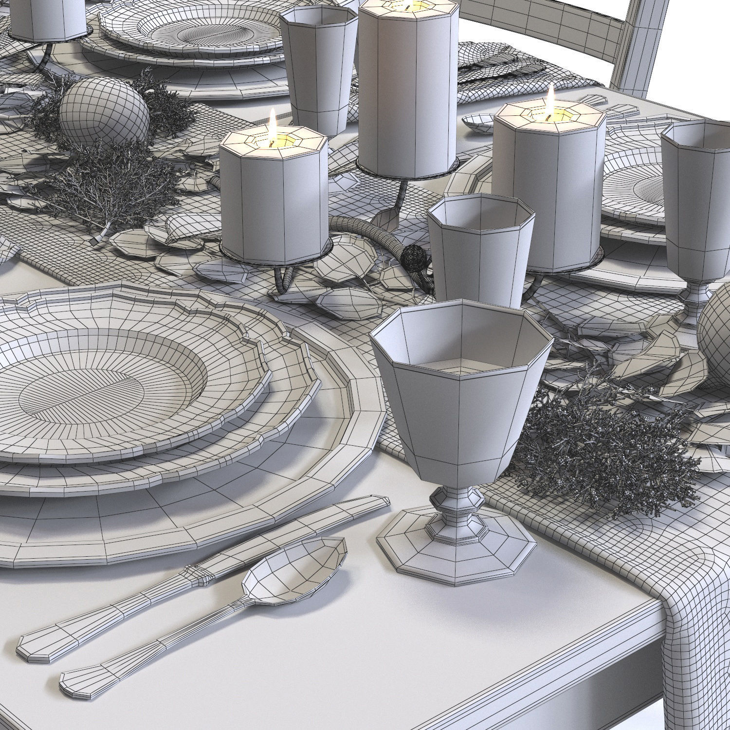 Crate and Barrel Traditional Holiday Table  3D model_5