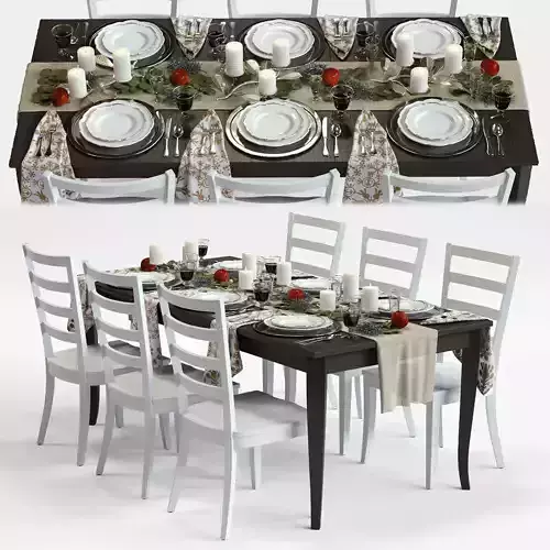 Crate and Barrel Traditional Holiday Table  3D model