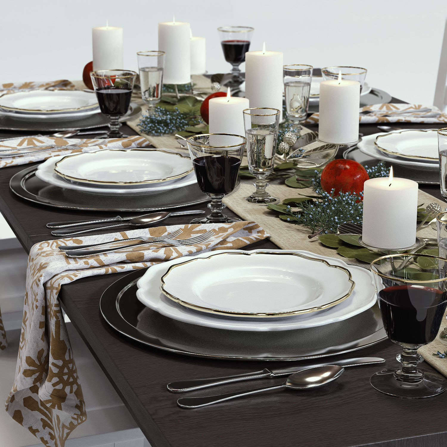 Crate and Barrel Traditional Holiday Table  3D model_1