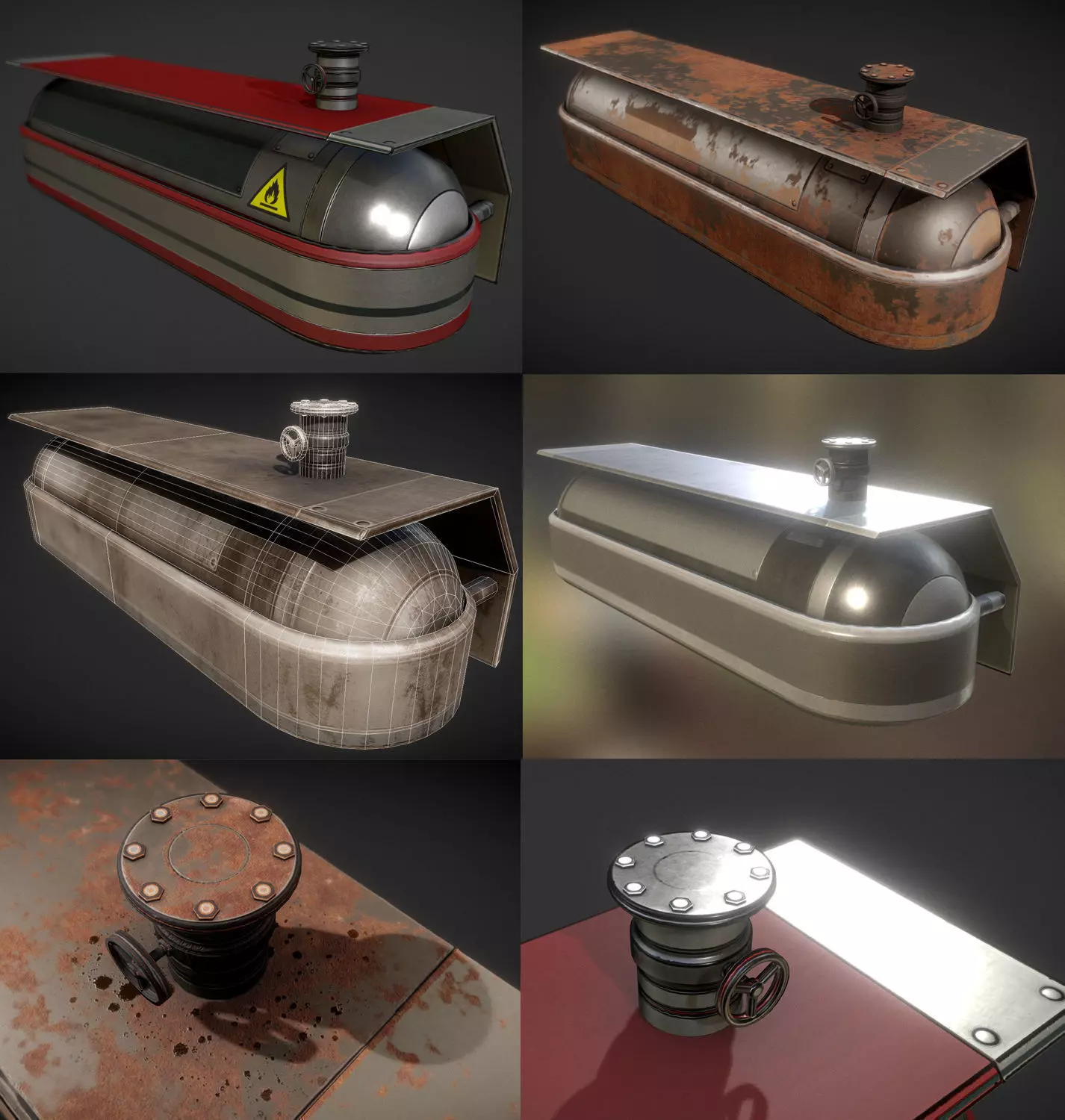 Fuel Tank Collection Low-poly 3D model_0