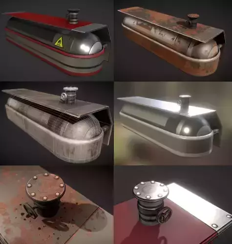 Fuel Tank Collection Low-poly 3D model