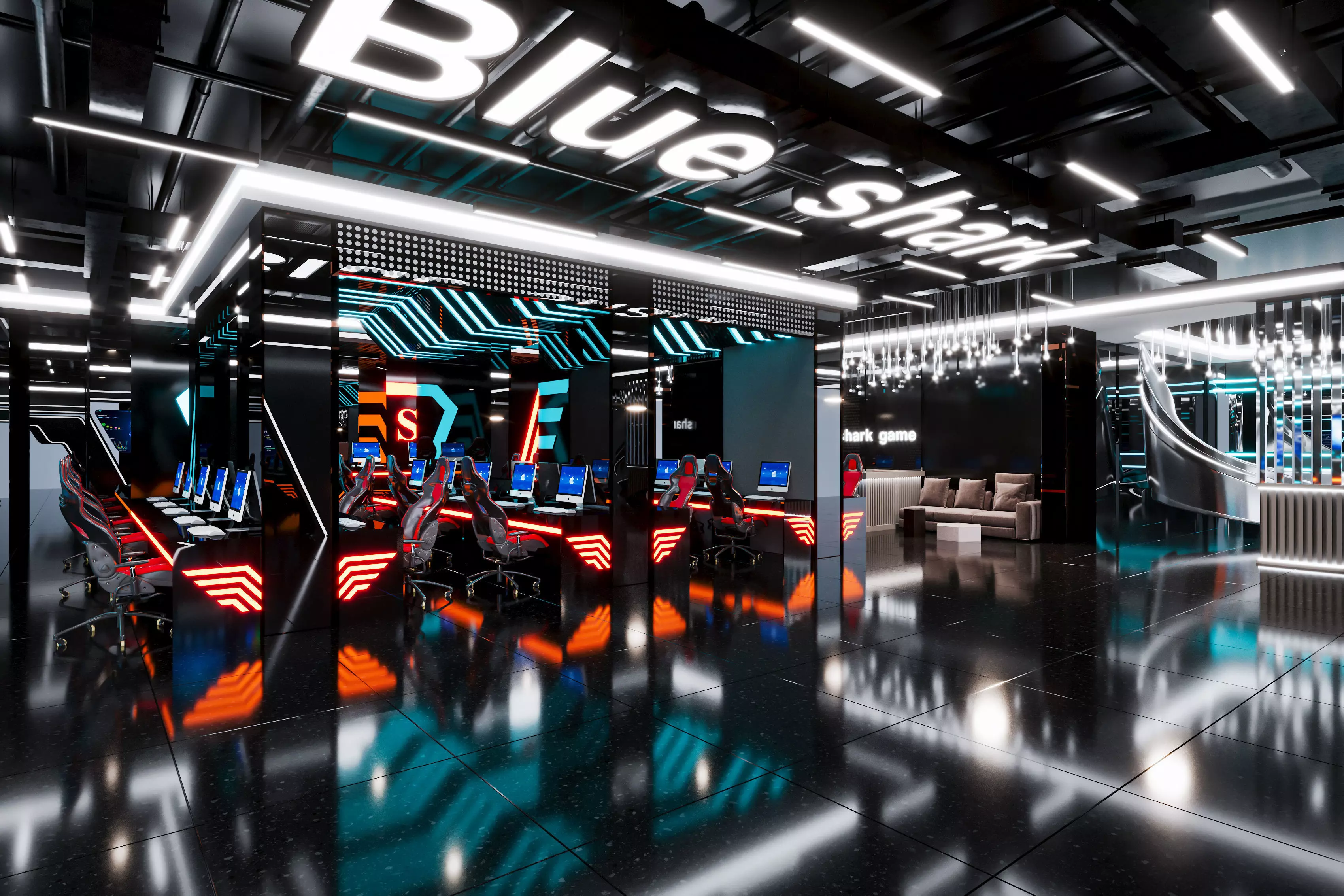 Esports Hotel Internet Cafe 3D model 3D model