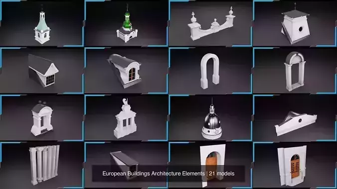 European Buildings Architecture Elements 3D Model Pack