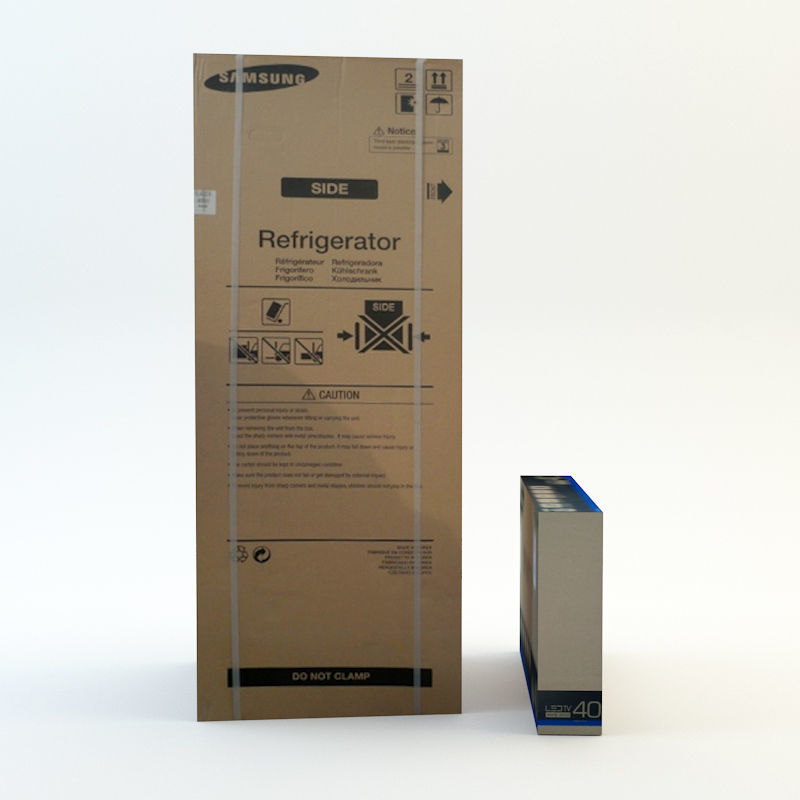 Cardboard Box set 4 3D model_1