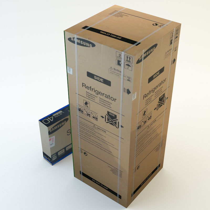 Cardboard Box set 4 3D model_2