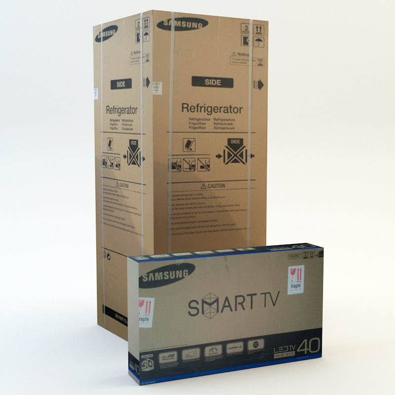 Cardboard Box set 4 3D model_0