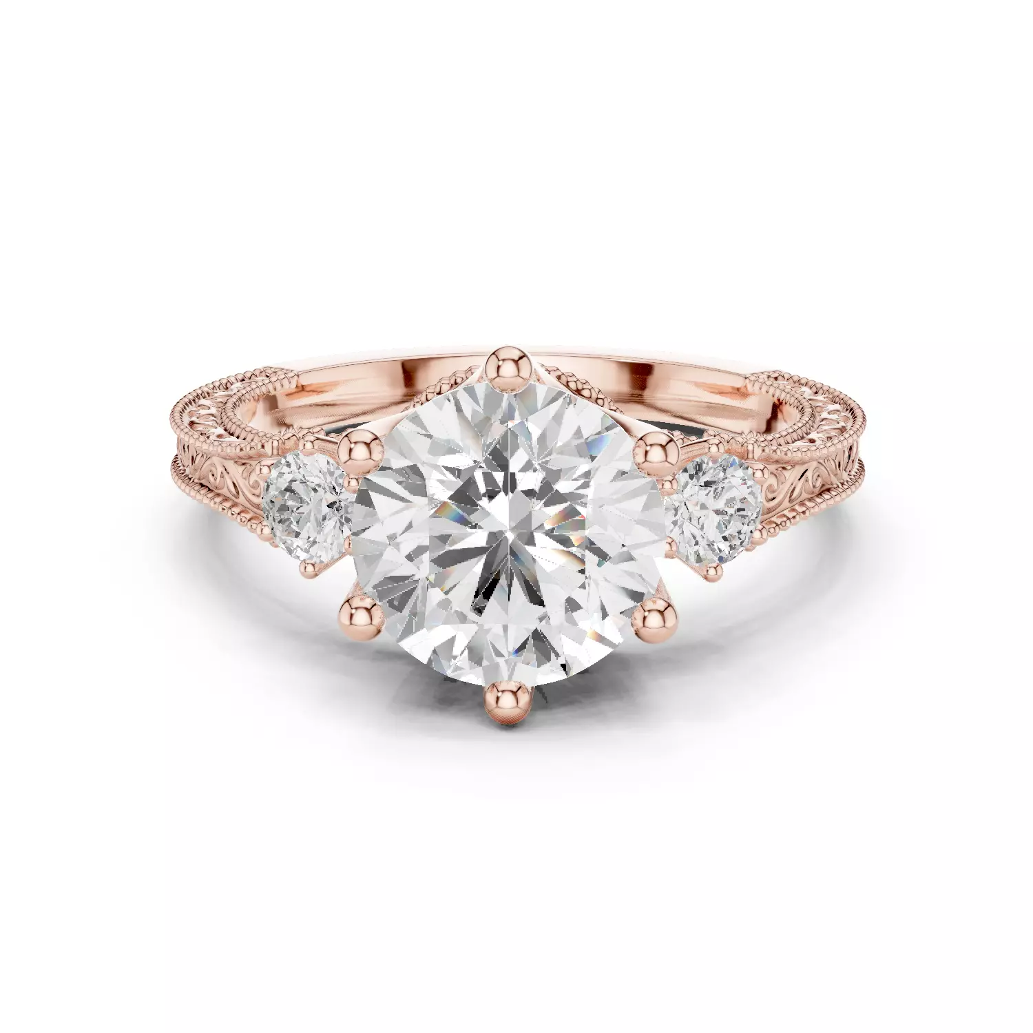 Round Diamond Ring 3D print model 3D print model