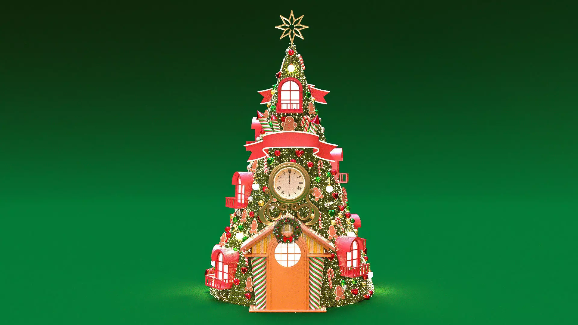Giant Christmas Tree House Festive 3D Model 3D model