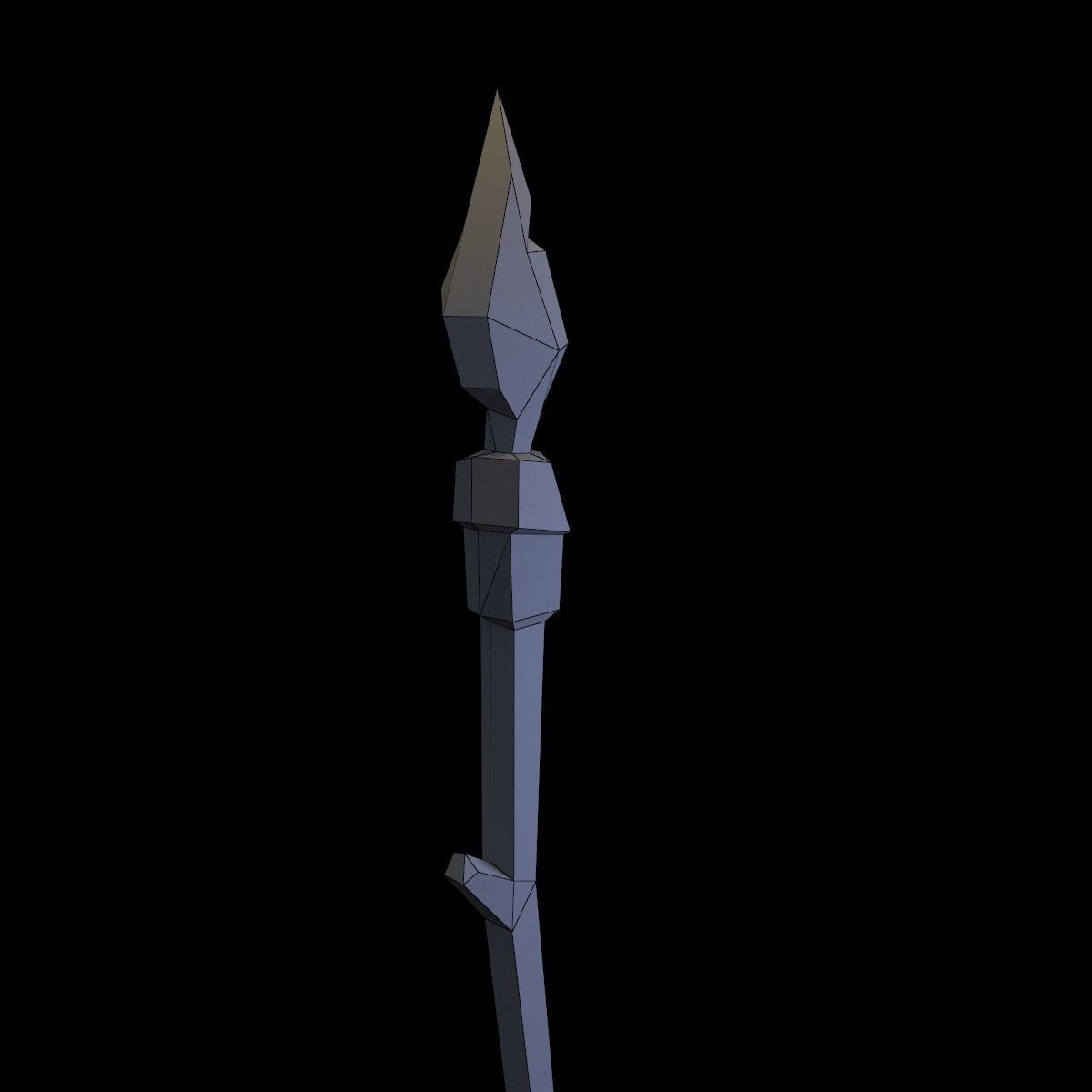 Spear sword with wooden handle Low-poly 3D model_4