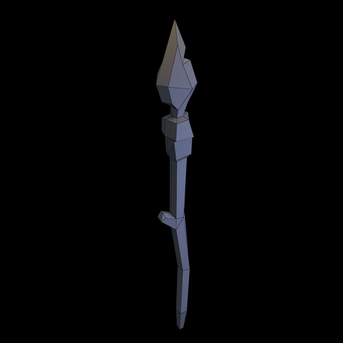 Spear sword with wooden handle Low-poly 3D model_5
