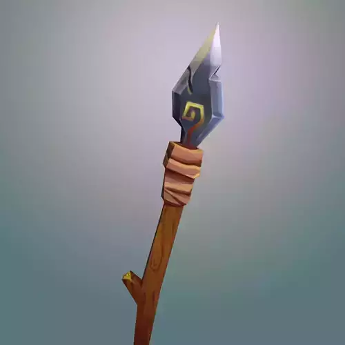 Spear sword with wooden handle Low-poly 3D model