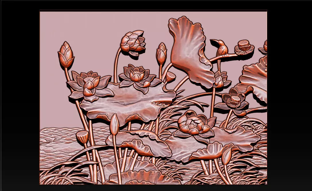 LOTUS POND BAS-RELIEF 3D MODEL - V1 3D print model