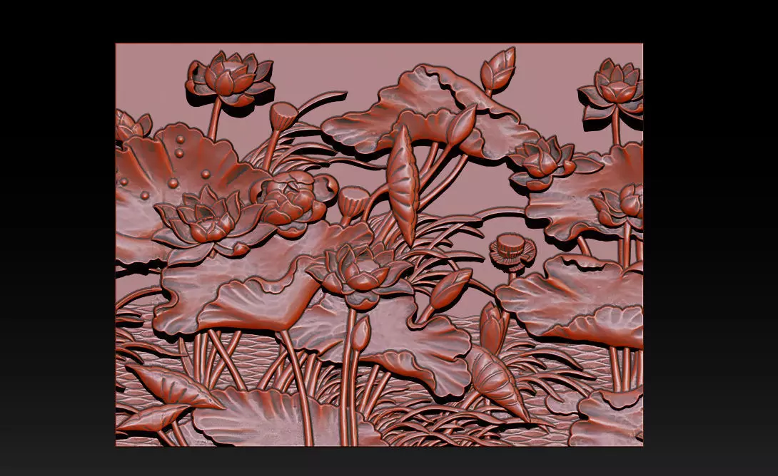LOTUS POND BAS-RELIEF 3D MODEL - V2 3D print model