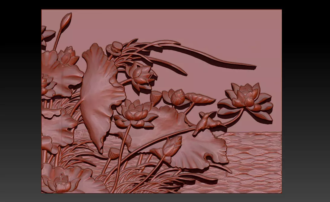 LOTUS POND BAS-RELIEF 3D MODEL - V3 3D print model
