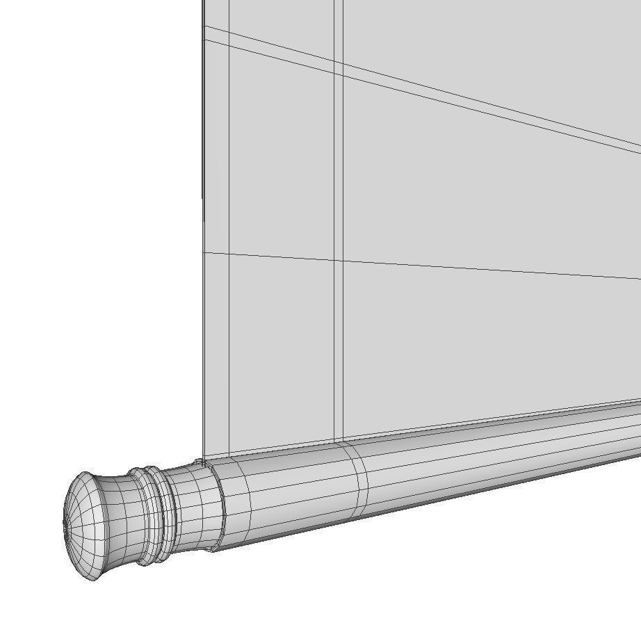Chinese Hanging Scroll Brush Painting - Chinese Mountain Scenery Low-poly 3D model_13