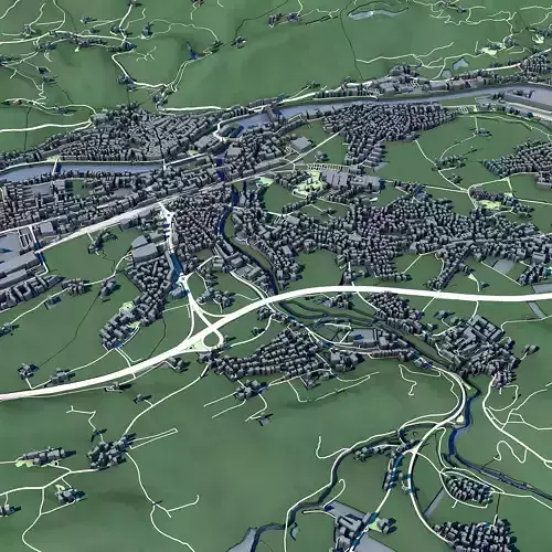 Cityscape Hallein Austria 3D model 4
