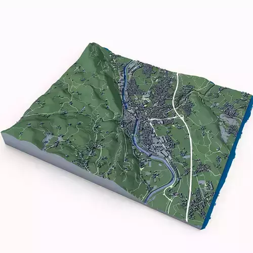 Cityscape Hallein Austria 3D model 2