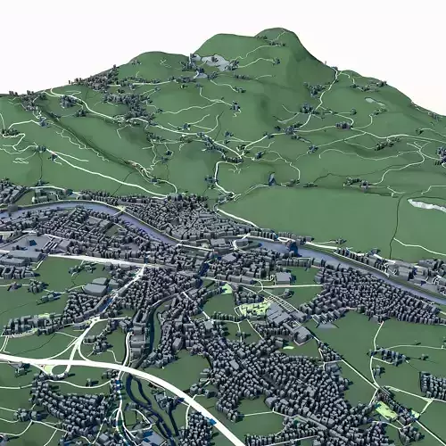 Cityscape Hallein Austria 3D model 7
