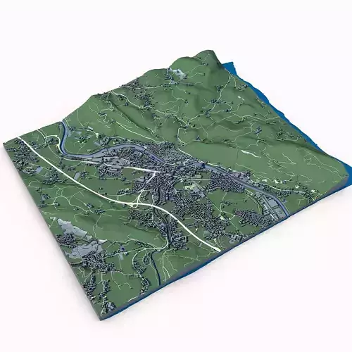 Cityscape Hallein Austria 3D model 6