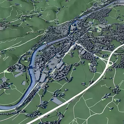 Cityscape Hallein Austria 3D model 3