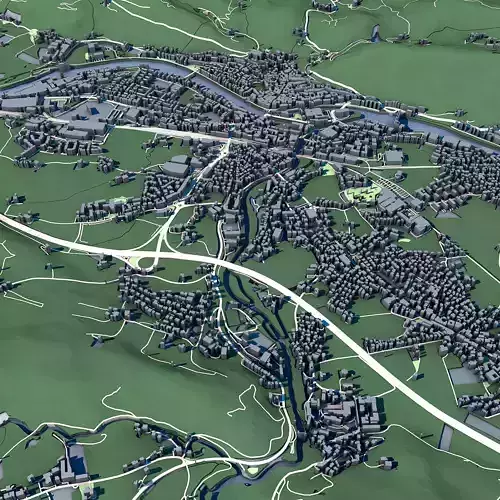 Cityscape Hallein Austria 3D model 5