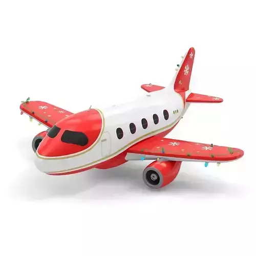 Christmas Cartoon Airplane 3D Model
