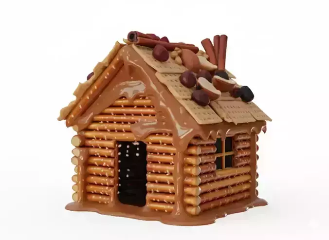 Rustic Pretzel Log Cabin 3D Model