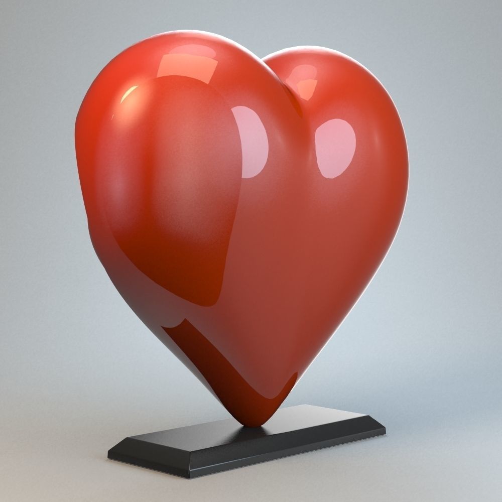 Heart Sculpture Love Red P 3D print model_9
