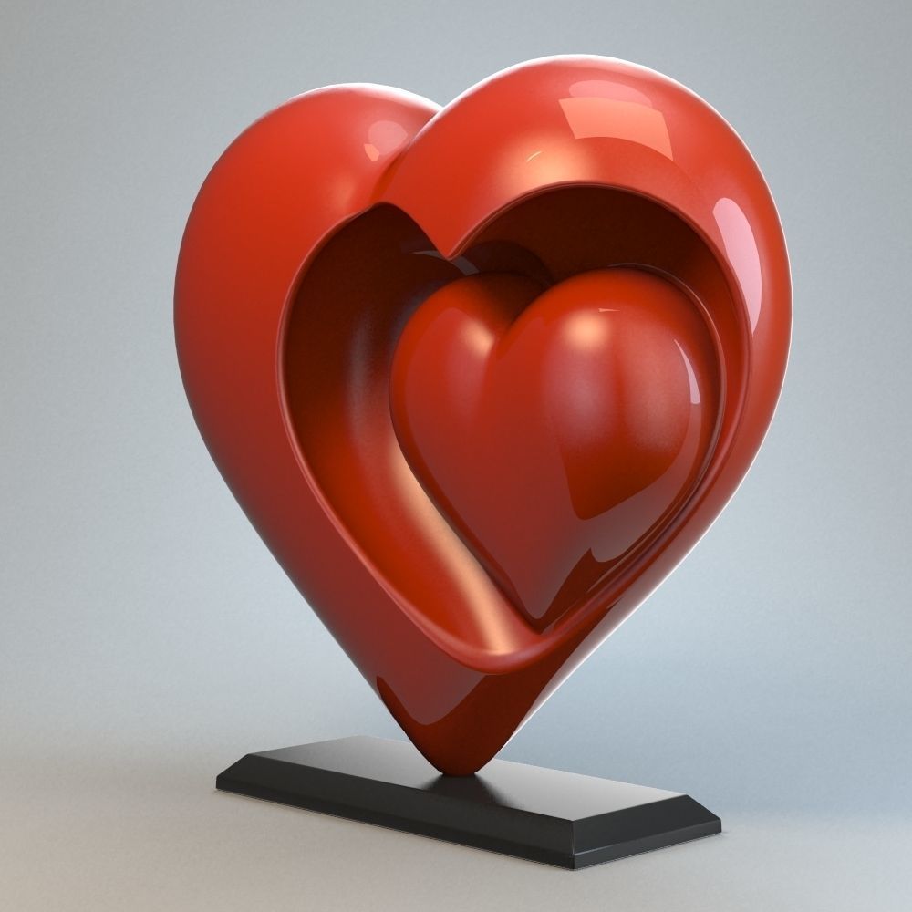 Heart Sculpture Love Red P 3D print model_5