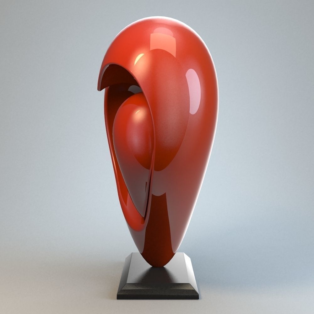 Heart Sculpture Love Red P 3D print model_10