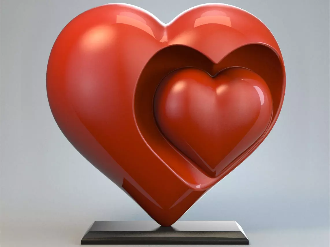 Heart Sculpture Love Red P 3D print model_0