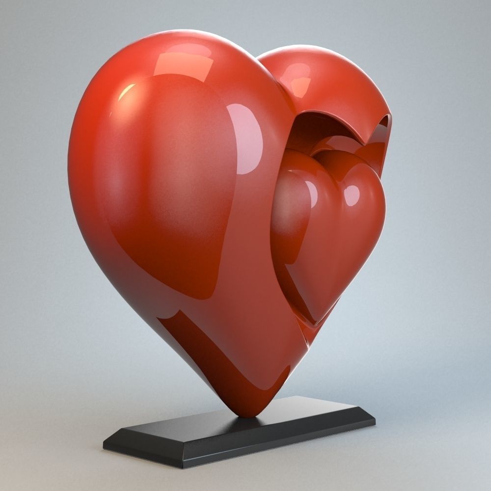 Heart Sculpture Love Red P 3D print model_7