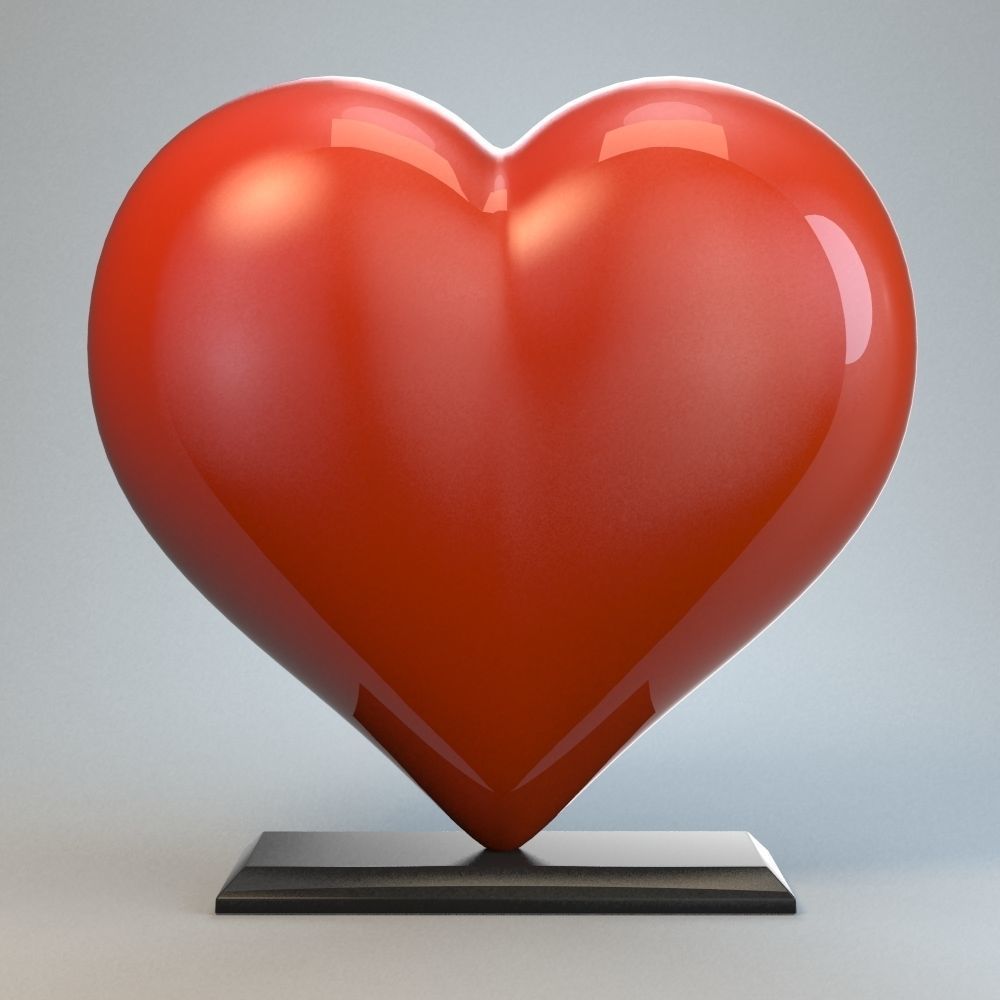 Heart Sculpture Love Red P 3D print model_4