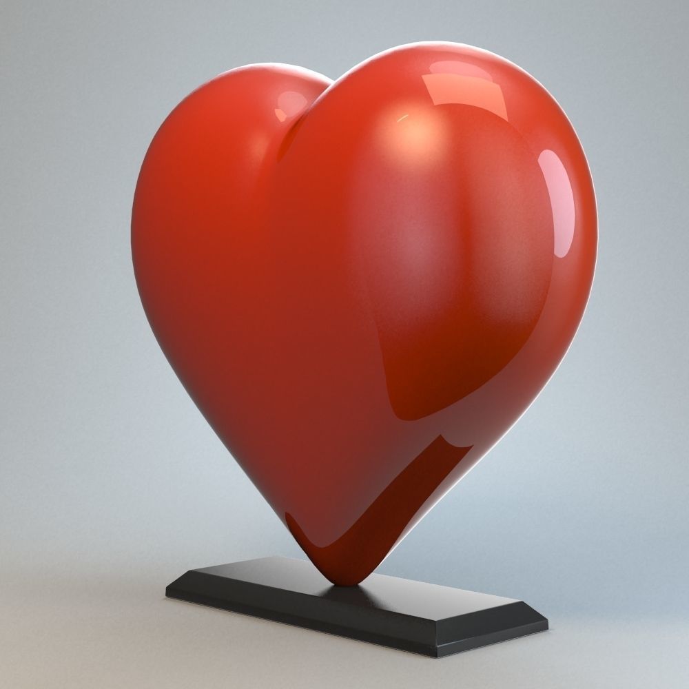 Heart Sculpture Love Red P 3D print model_6
