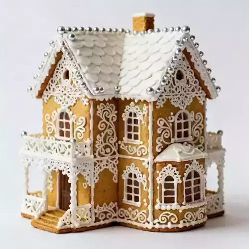 Elegant Victorian Gingerbread Manor 3D Model