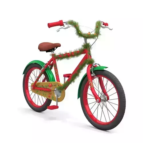 Stylized Christmas Bicycle 3D Model