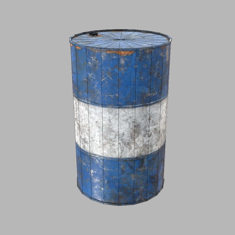 Oil Drum Low-poly 3D model_2