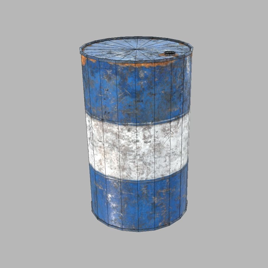 Oil Drum Low-poly 3D model_3