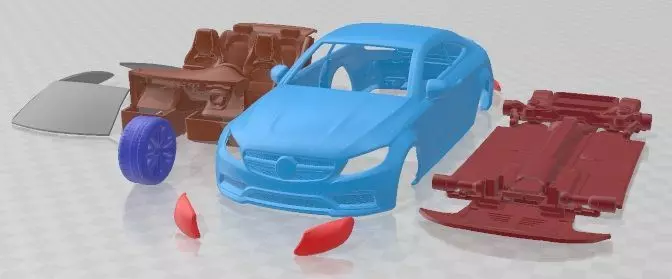 Mercedes Benz C63 AMG Coupe 2016 V2 Printable Car 3D print model